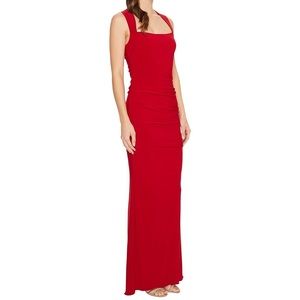 Adrianna Papell Ruched Jersey Gown (Red)